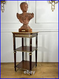 Table De Salon En Acajou Orné De Bronze De Style Louis XVI Avec Dessus Marbre