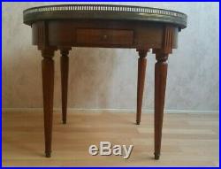 Table basse guéridon acajou plateau marbre style Louis 16 type table bouillotte