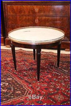 Table basse guéridon acajou plateau marbre style Louis 16 type table bouillotte