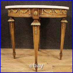 Table basse meuble de salon en bois et marbre style ancien Louis XVI