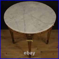 Table basse meuble de salon en bois et marbre style ancien Louis XVI