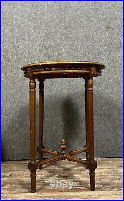Table guéridon style Louis XVI en noyer circa 1880-1900