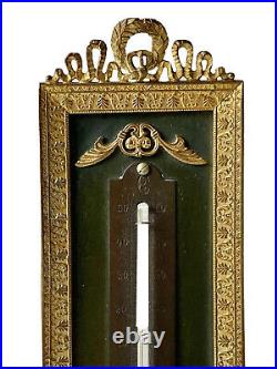 Thermomètre à Poser en Bronze Doré de Style Louis XVI Rubans Nud Époque XIX ème