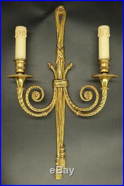 Très Grande Paire D'appliques Style Louis XVI Lucien Gau Bronze