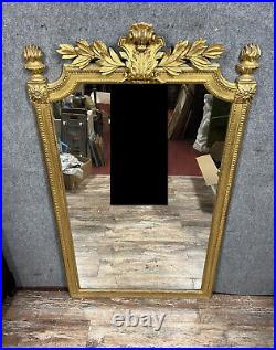 Très grand miroir de style Louis XVI en bois doré vers 1850