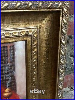 Trumeau / miroir style Louis XVI avec peinture sur toile L'Orientale signé
