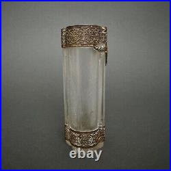 Vase soliflore 1900 ornementé d'une galerie en laiton style Louis XVI M3271